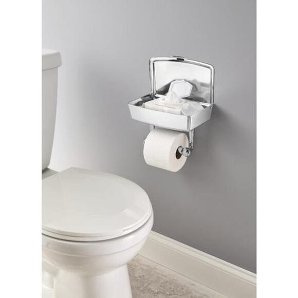 Delta Toilet Paper Holder with Hidden Wipes Storage – Chrome Bathroom Fixture - Picture 5 of 6